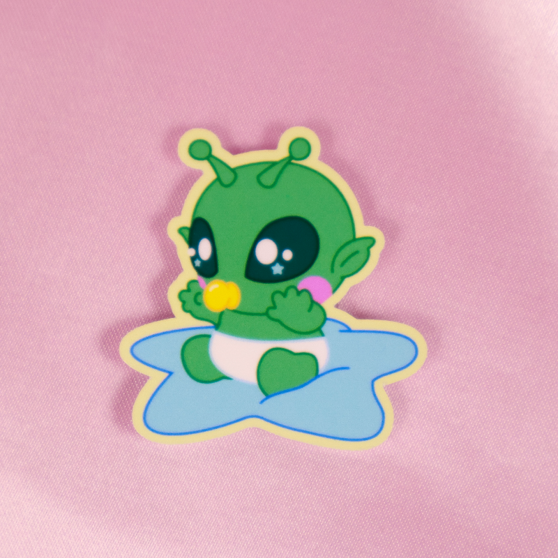 Cosmic Crybaby Pillow (Green) Dizzy Pops Sticker