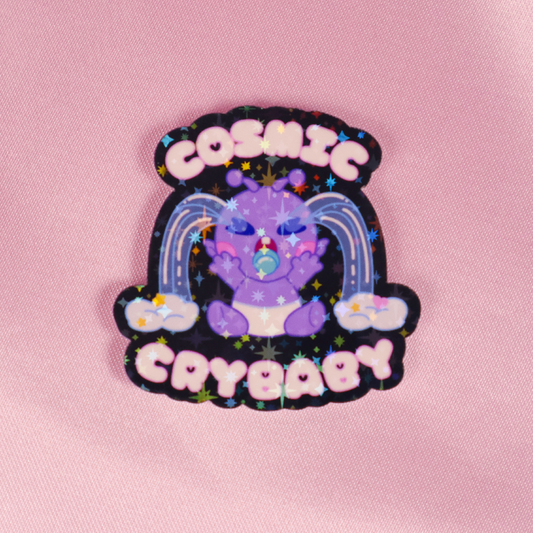 Sparkly Holographic Cosmic Crybaby (Purple) Sticker